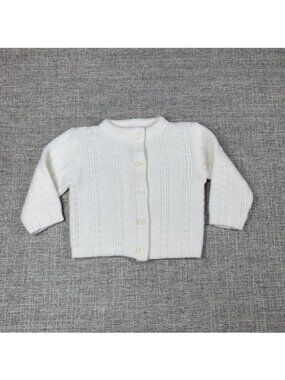 Vintage Toddle Time Pennys White Cardigan Sweater Girls Size 3T Button Front